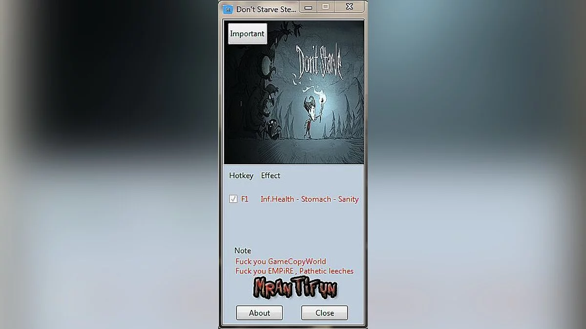 Don't Starve — Трейнер / Trainer (+3) [1.0] [MrAntiFun]