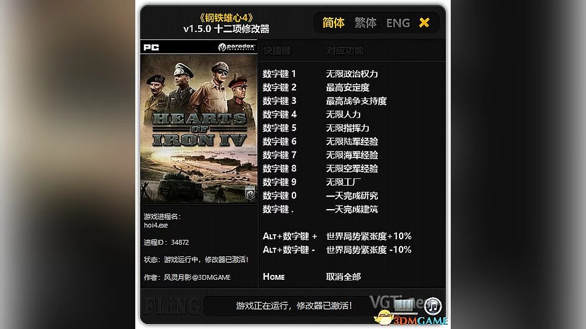 Hearts of Iron 4 — Трейнер / Trainer (+12) [1.5.0] [FLiNG]
