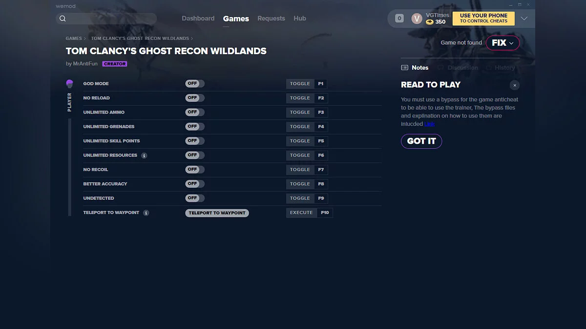 Tom Clancy's Ghost Recon: Wildlands — Трейнер (+10) от 13.04.2020 [WeMod]