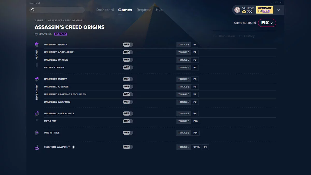 Assassin's Creed: Origins — Трейнер (+12) от 27.11.2020 [WeMod]
