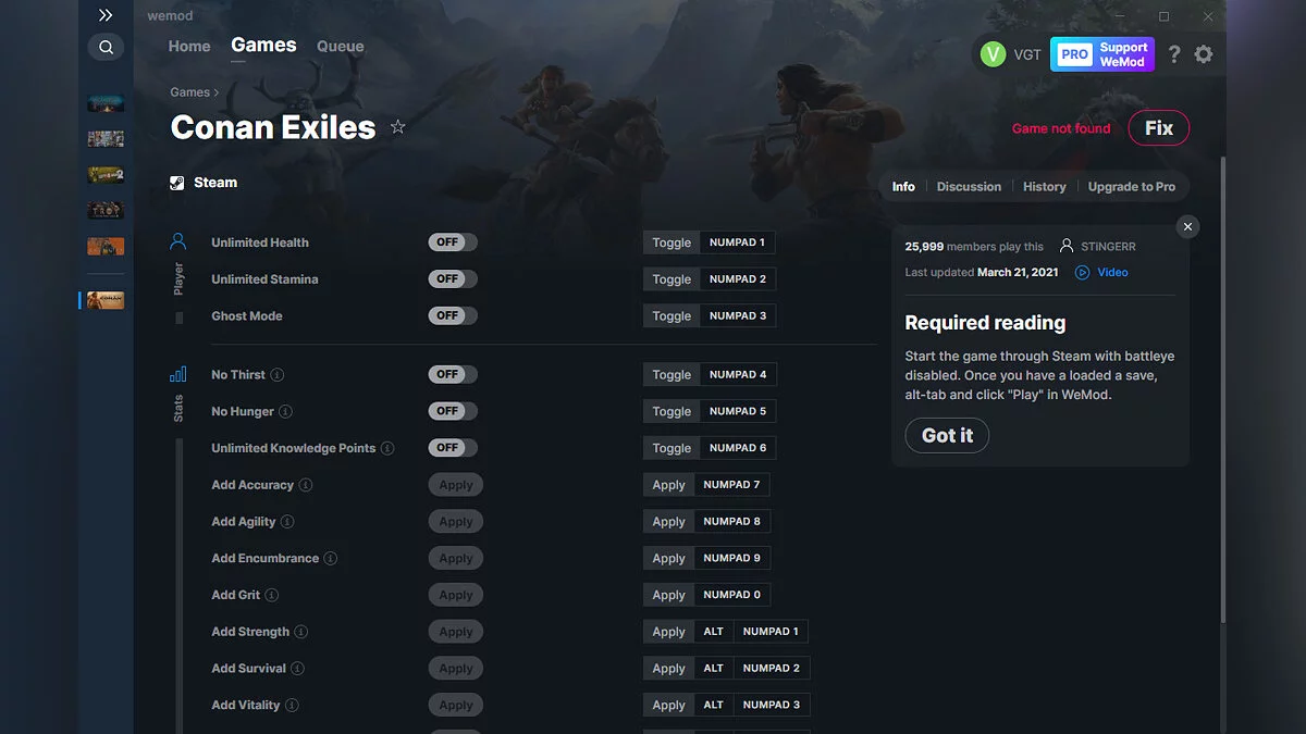 Conan Exiles — Трейнер (+16) от 21.03.2021 [WeMod]