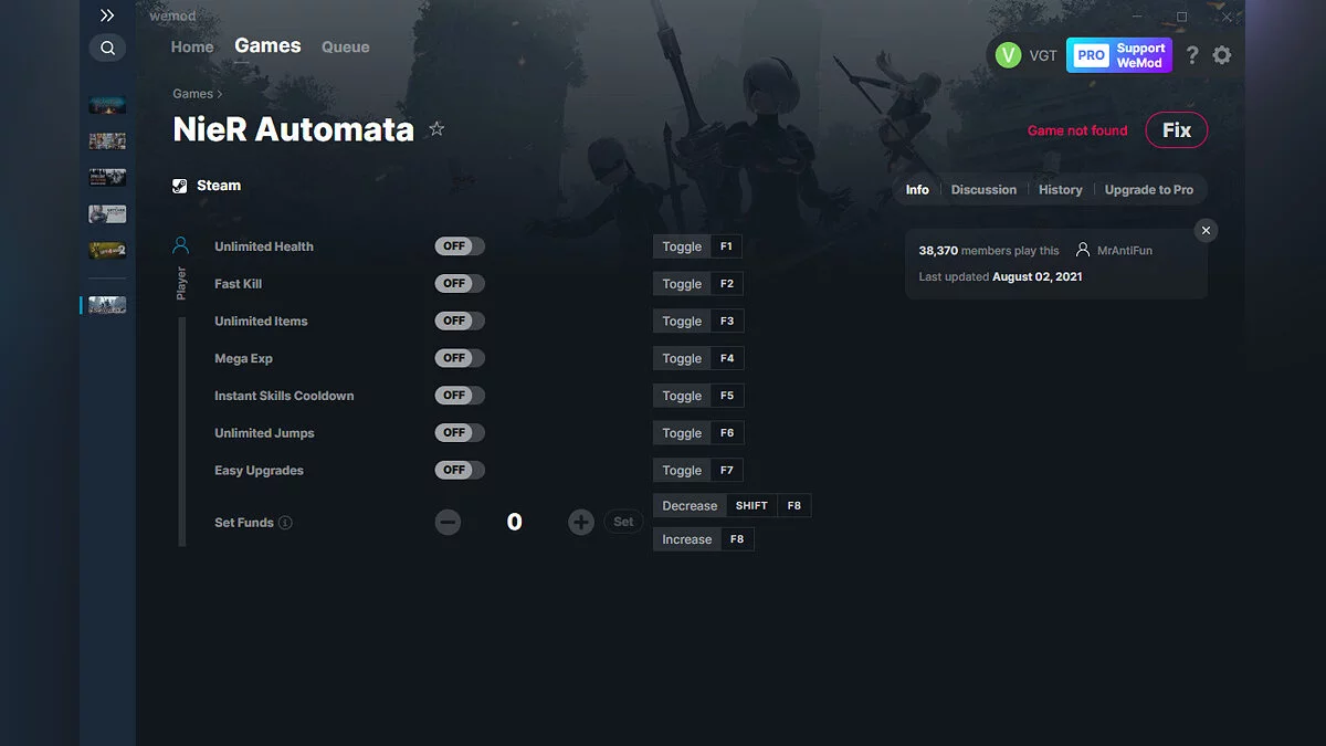 NieR: Automata — Трейнер (+8) от 02.08.2021 [WeMod]