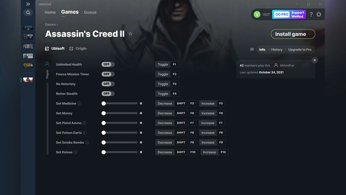Assassin's Creed 2 — Трейнер (+10) от 24.10.2021 [WeMod]