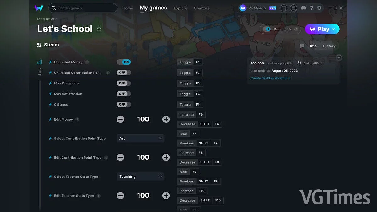 Let's School — Трейнер (+13) от 05.08.2023 [WeMod]