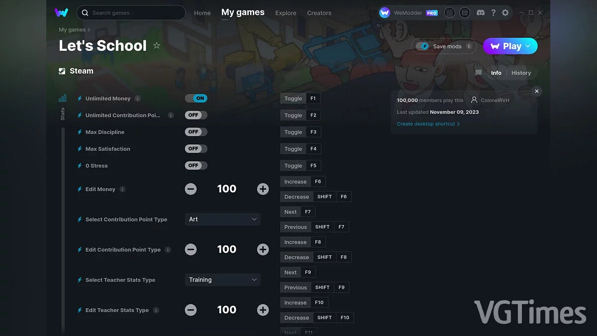 Let's School — Трейнер (+13) от 09.11.2023 [WeMod]