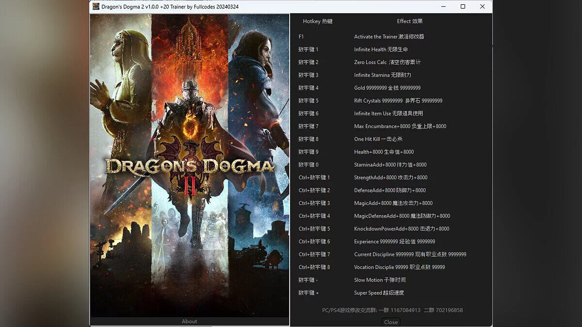 Dragon's Dogma 2 — Трейнер (+20) [1.0]