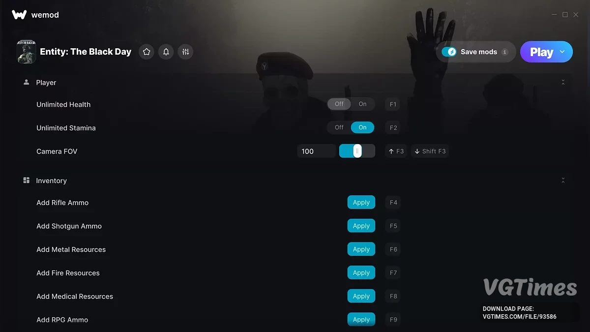 Entity: The Black Day — Трейнер (+14)