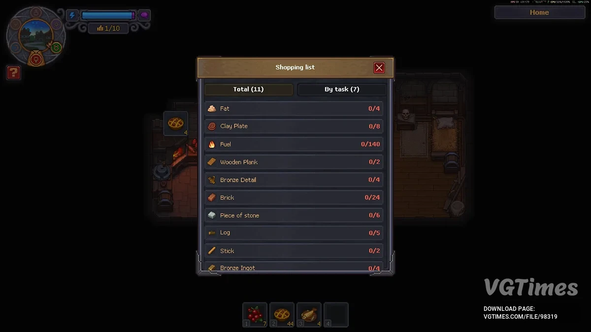 Graveyard Keeper 2 — Shopping List — список покупок и отслеживание необходимых ресурсов