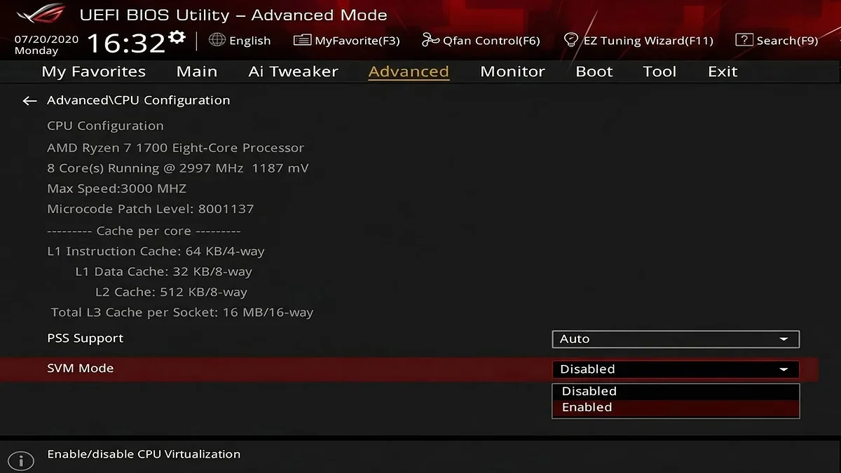 Как включить виртуализацию на AMD