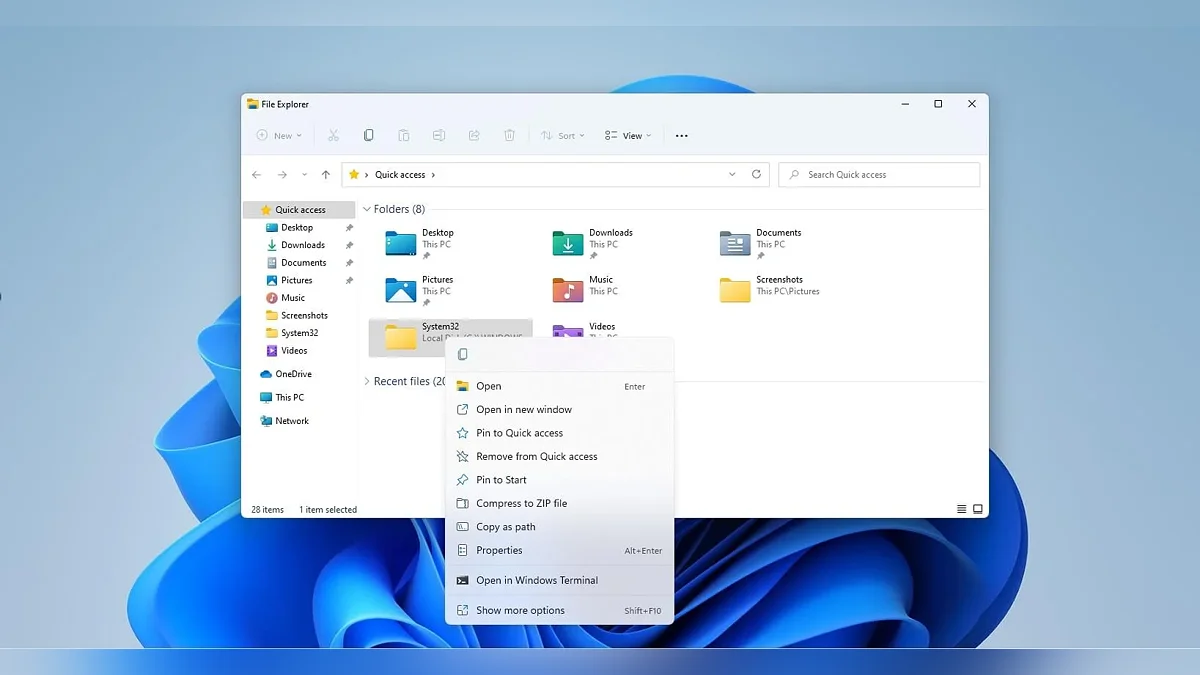 Контекстное меню в Windows 11