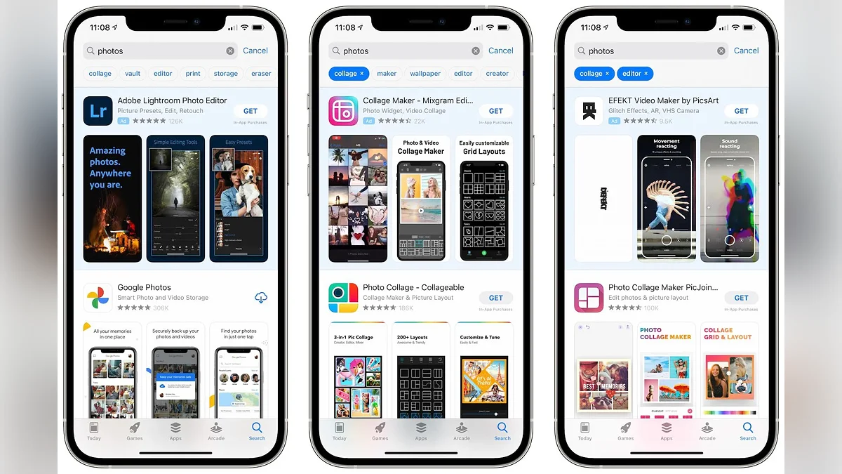 Страница с приложениями магазина Apple