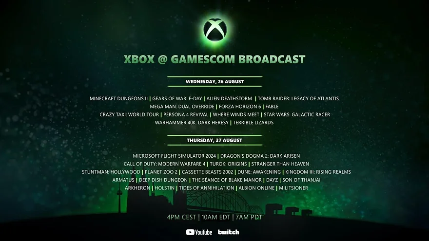 Xbox анонсировал Gamescom Broadcast