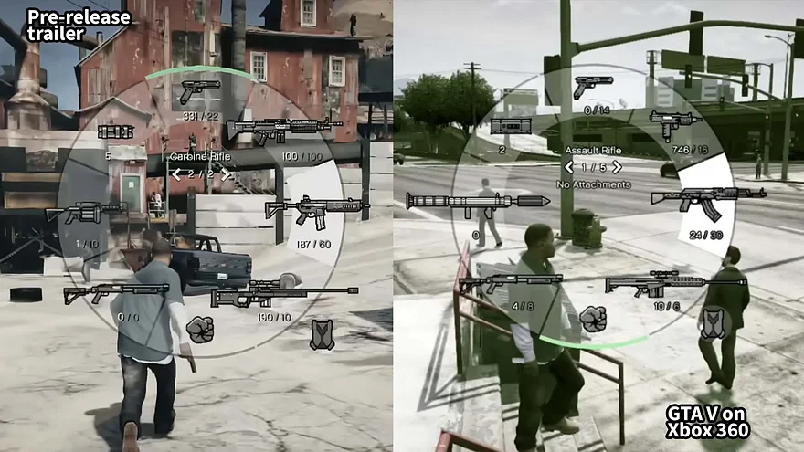 Интерфейс из трейлера и релизной версии GTA 5