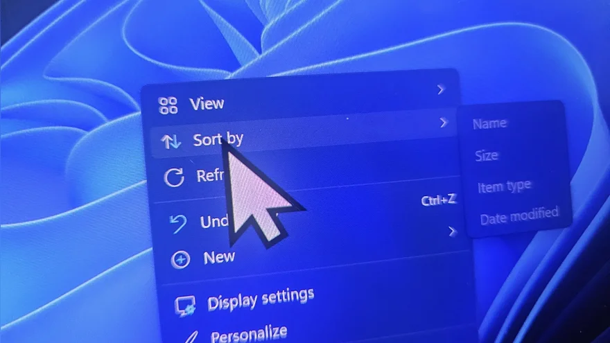 Курсор мыши в меню сортировки Windows 11